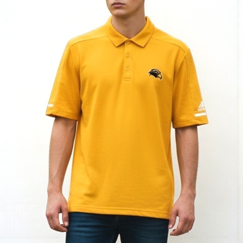 Adidas Southern Miss Golden Eagles Mens L Climalite Polo Shirt Gold NCAA‎